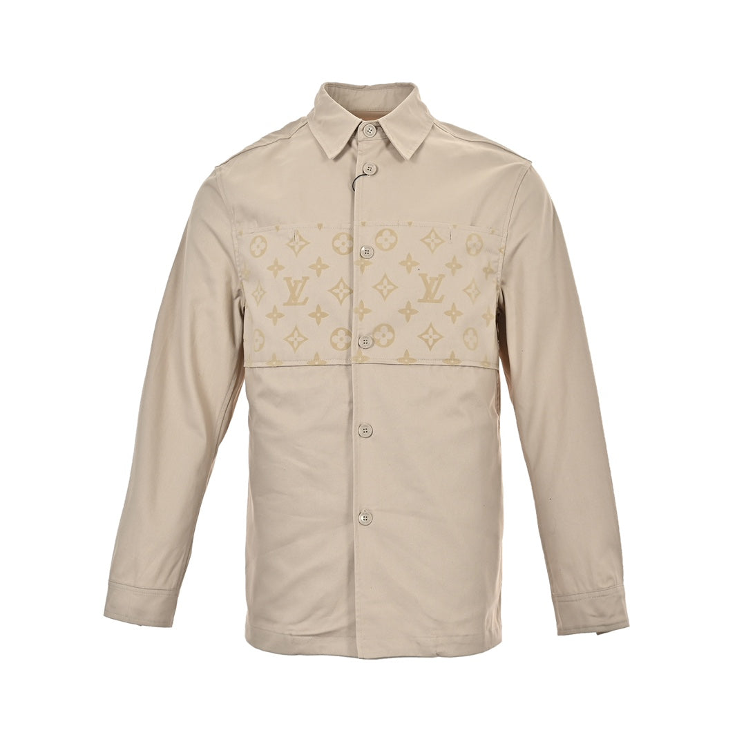 Flocked presbyopic patchwork shirt jacket