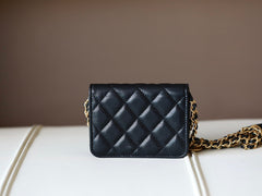 Black Quilted Caviar Belt Bag Aged Gold Hardware