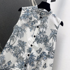 Ink painting pattern sleeveless dress
