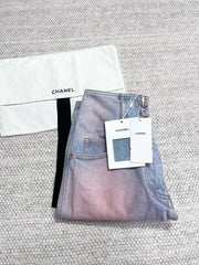 Gradient wide-leg denim shorts