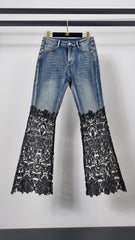 Lace panel jeans