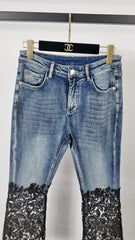 Lace panel jeans