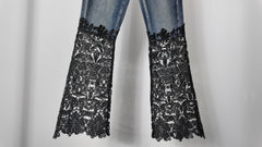 Lace panel jeans