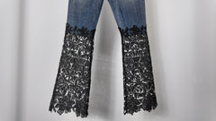 Lace panel jeans