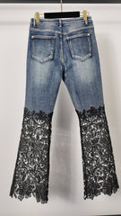 Lace panel jeans