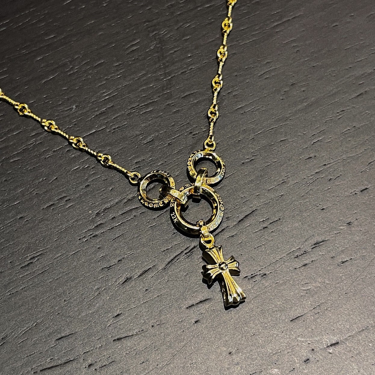 three-ring small cross necklace