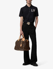 L's Brand-embroidered short-sleeve cotton polo shirt