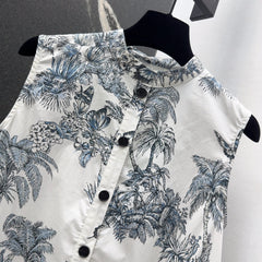 Ink painting pattern sleeveless dress