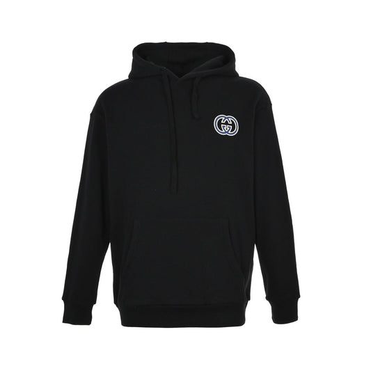 embroidered logo hooded sweatshirt