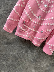 Round neck 9/3 sleeve knitted cardigan
