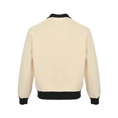 logo lapel contrast knitted sweater jacket