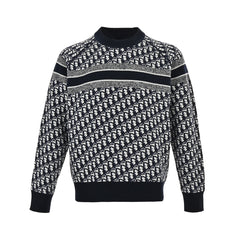 Presbyopia jacquard knitted cashmere reversible crew neck