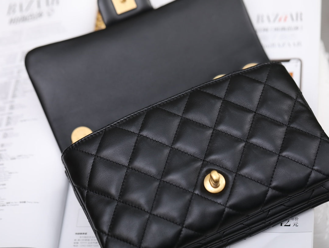 New Model Adjustable Buckle Flap Bag black