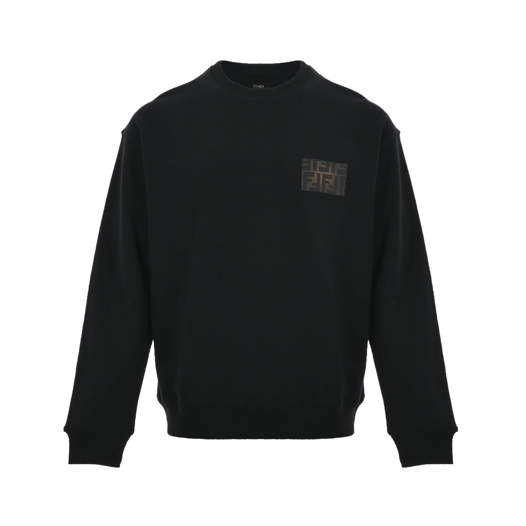 patch square label round neck sweatshirt