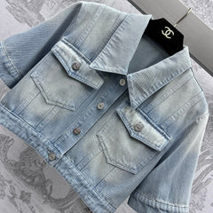 Double C short denim jacket