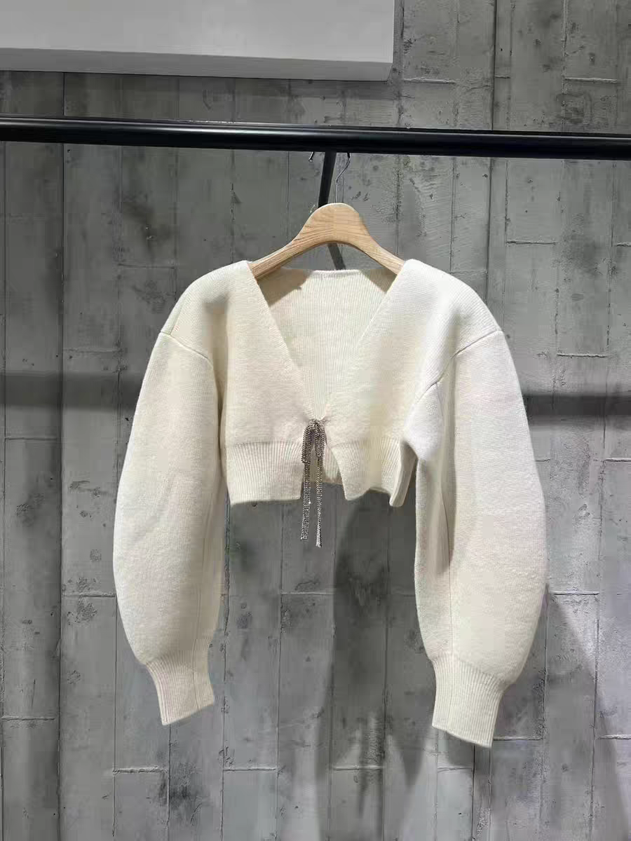 Bow Knitted Diamond Chain Sweater